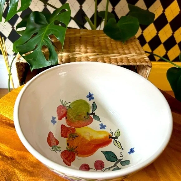 Vintage Hand Painted Large (9”) Ceramic Bowl by Shard Pottery - Picture 6 of 6